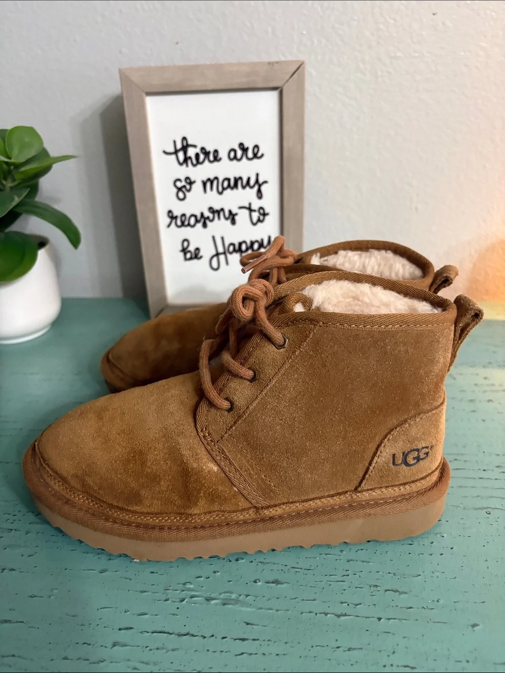UGG Kids Chestnut Suede Lace-Up Ankle Boots